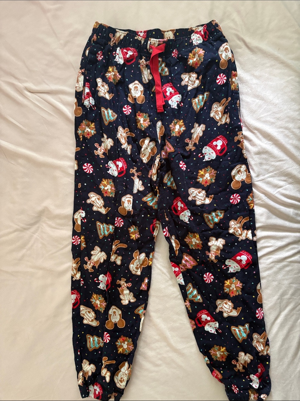 Old Navy Navy Blue Holiday Character Pajama Pants with Red Drawstring